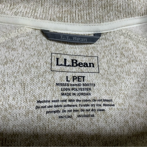 L.L. Bean Sweater Fleece Jacket Full Zip Jacket. Beige. Women’s Large Petite. - Picture 6 of 6